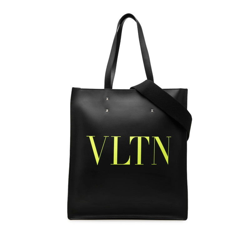 ヴァレンティノ ガラヴァーニ ロックスタッズ VLTNロゴ トートバッグ ショルダーバッグ 2WAY ブラック イエロー レザー レディース VALENTINO 【中古】