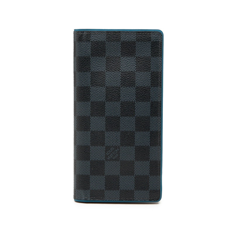 ルイ ヴィトン ダミエ コバルト ポルトフォイユ ブラザ 長財布 N63243 ネイビー ブルー PVC レザー メンズ LOUIS VUITTON 【中古】