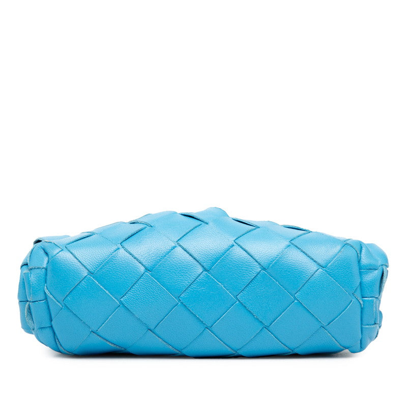 ボッテガヴェネタ イントレチャート ザ ポーチ ポーチ ショルダーバッグ ブルー レザー レディース BOTTEGAVENETA 【中古】