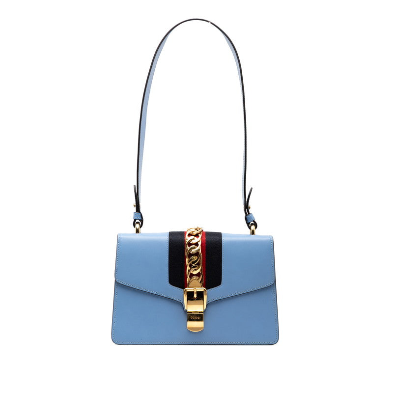 グッチ シルヴィ ワンショルダーバッグ 421882 ブルー レザー レディース GUCCI 【中古】