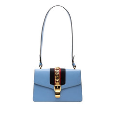 グッチ シルヴィ ワンショルダーバッグ 421882 ブルー レザー レディース GUCCI 【中古】