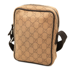 グッチ GGキャンバス 斜め掛け ショルダーバッグ 101680 ブラウン キャンバス レザー レディース GUCCI 中古