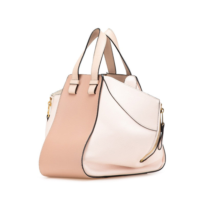 ロエベ アナグラム ハンモック スモール ハンドバッグ ショルダーバッグ 2WAY ピンク ベージュ レザー レディース LOEWE 【中古】