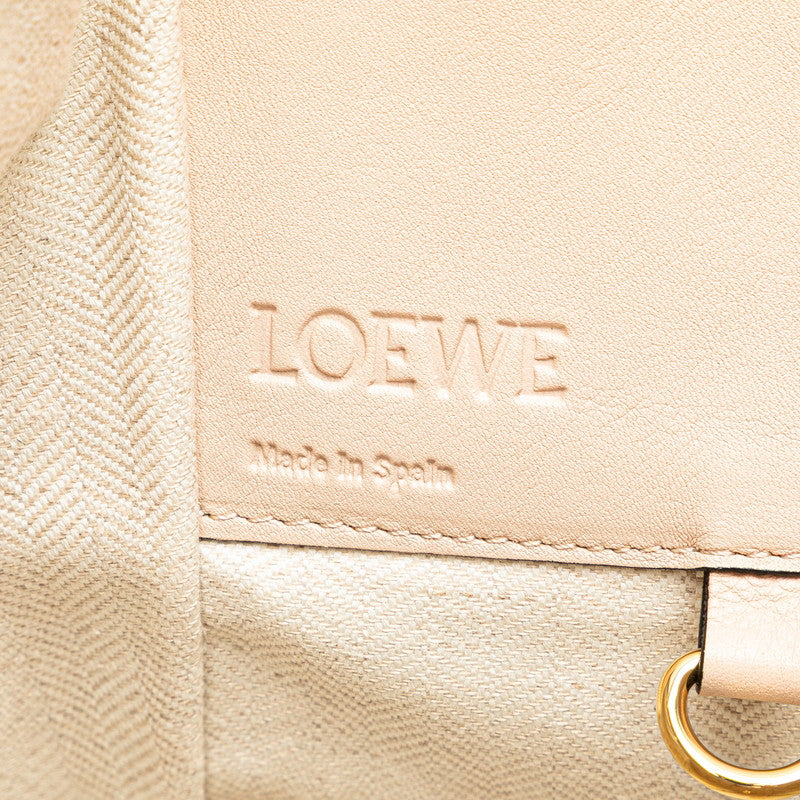 ロエベ アナグラム ハンモック スモール ハンドバッグ ショルダーバッグ 2WAY ピンク ベージュ レザー レディース LOEWE 【中古】