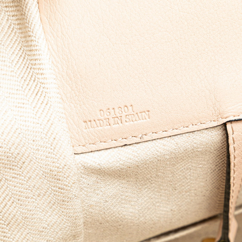 ロエベ アナグラム ハンモック スモール ハンドバッグ ショルダーバッグ 2WAY ピンク ベージュ レザー レディース LOEWE 【中古】