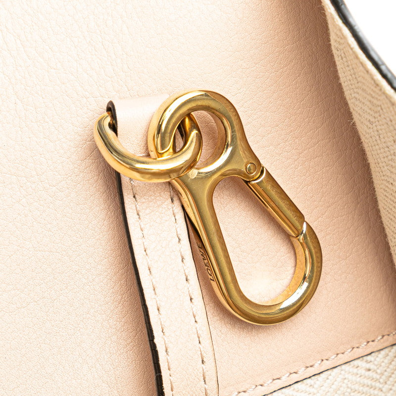 ロエベ アナグラム ハンモック スモール ハンドバッグ ショルダーバッグ 2WAY ピンク ベージュ レザー レディース LOEWE 【中古】