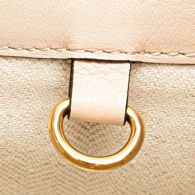ロエベ アナグラム ハンモック スモール ハンドバッグ ショルダーバッグ 2WAY ピンク ベージュ レザー レディース LOEWE 【中古】