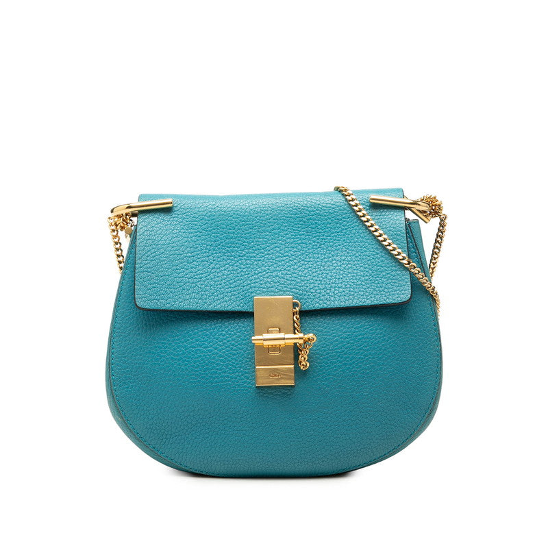 クロエ ドリュー チェーン ショルダーバッグ ブルー系 ゴールド レザー レディース Chloe 中古