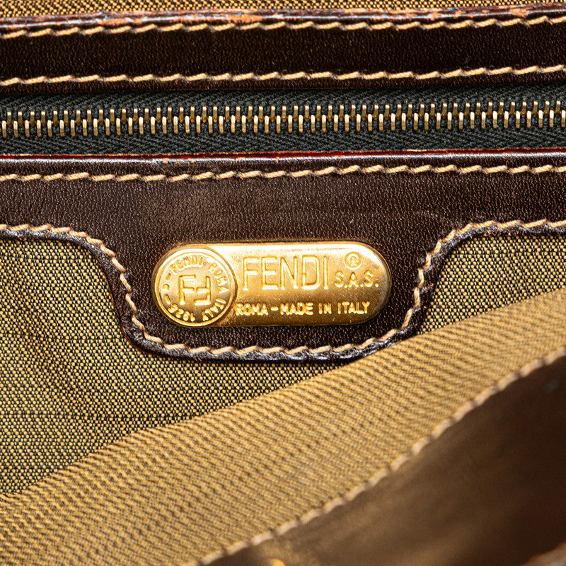 フェンディ ズッカ トートバッグ ハンドバッグ ブラウン キャンバス レザー レディース FENDI 【中古】
