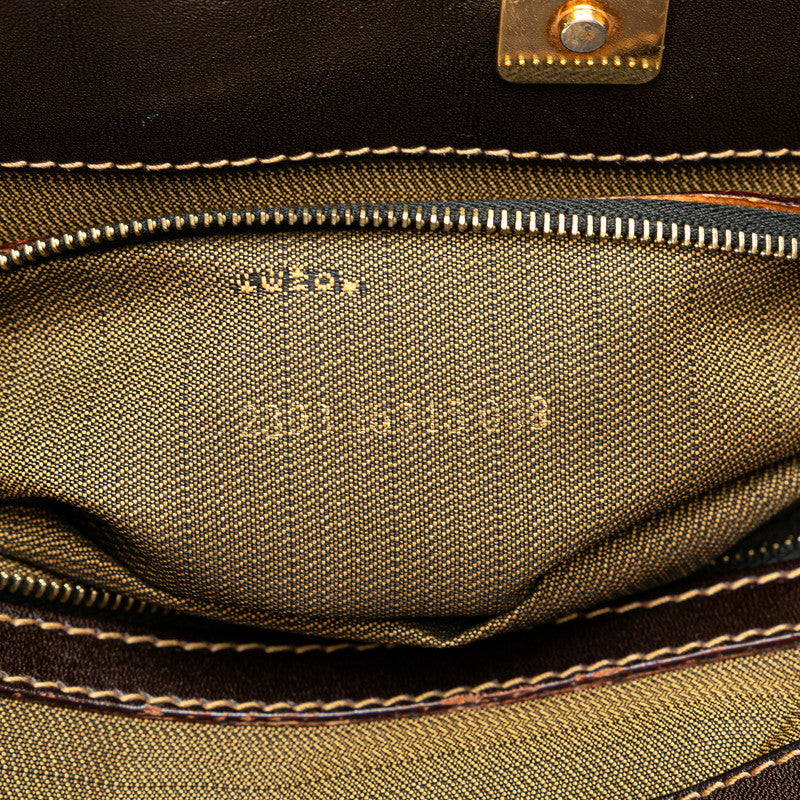 フェンディ ズッカ トートバッグ ハンドバッグ ブラウン キャンバス レザー レディース FENDI 【中古】