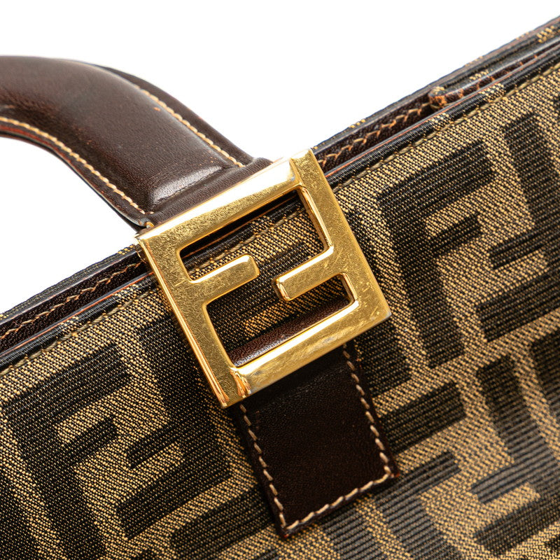 フェンディ ズッカ トートバッグ ハンドバッグ ブラウン キャンバス レザー レディース FENDI 【中古】
