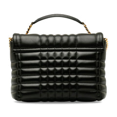 バーバリー ローラ サッチェル チェーン ショルダーバッグ ハンドバッグ 2WAY ブラック ゴールド レザー レディース BURBERRY 中古