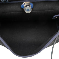 エルメス エールバッグ ジップ31 ハンドバッグ ショルダーバッグ 2WAY ブラック ブルー キャンバス レザー レディース HERMES 中古