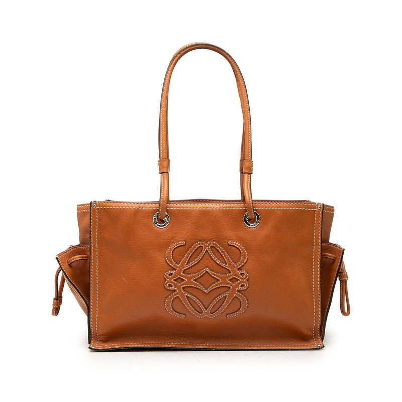 ロエベ アナグラム ショッパー トート トートバッグ ショルダーバッグ ブラウン レザー レディース LOEWE 【中古】