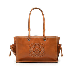 ロエベ アナグラム ショッパー トート トートバッグ ショルダーバッグ ブラウン レザー レディース LOEWE 【中古】
