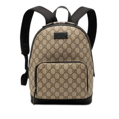 グッチ GGスプリーム リュック バックパック 429020 ベージュ ブラック PVC レザー レディース GUCCI 【中古】