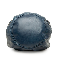 バレンシアガ クラシック ミニ ポンポン ハンドバッグ 2WAY ショルダーバッグ 246438 ネイビー レザー レディース BALENCIAGA 中古