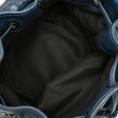 バレンシアガ クラシック ミニ ポンポン ハンドバッグ 2WAY ショルダーバッグ 246438 ネイビー レザー レディース BALENCIAGA 中古