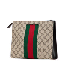 グッチ GGスプリーム シェリーライン クラッチバッグ 475316 ブラック PVC レザー メンズ GUCCI 【中古】