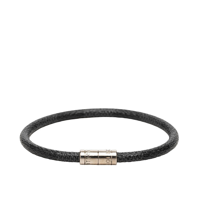 ルイ ヴィトン ダミエ グラフィット ブラスレ キープイット ブレスレット M6609E ブラック シルバー PVC メタル メンズ LOUIS VUITTON 【中古】