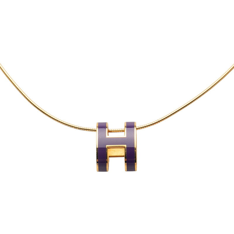 エルメス ポップH ポップアッシュ ペンダント ネックレス チョーカー ゴールド パープル メッキ レディース HERMES 【中古】