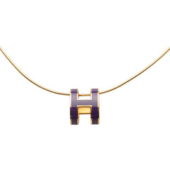 エルメス ポップH ポップアッシュ ペンダント ネックレス チョーカー ゴールド パープル メッキ レディース HERMES 【中古】
