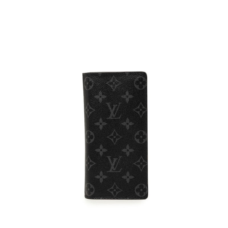 ルイ ヴィトン モノグラム エクリプス ポルトフォイユ ブラザ 長財布 M61697 ブラック PVC レザー メンズ LOUIS VUITTON 【中古】
