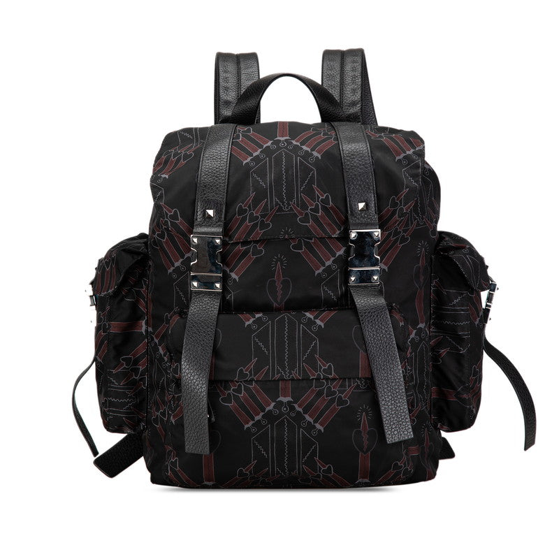 ヴァレンティノ ラブ ブレード リュック バックパック ブラック マルチカラー ナイロン レザー メンズ VALENTINO 【中古】