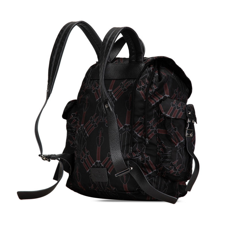 ヴァレンティノ ラブ ブレード リュック バックパック ブラック マルチカラー ナイロン レザー メンズ VALENTINO 【中古】