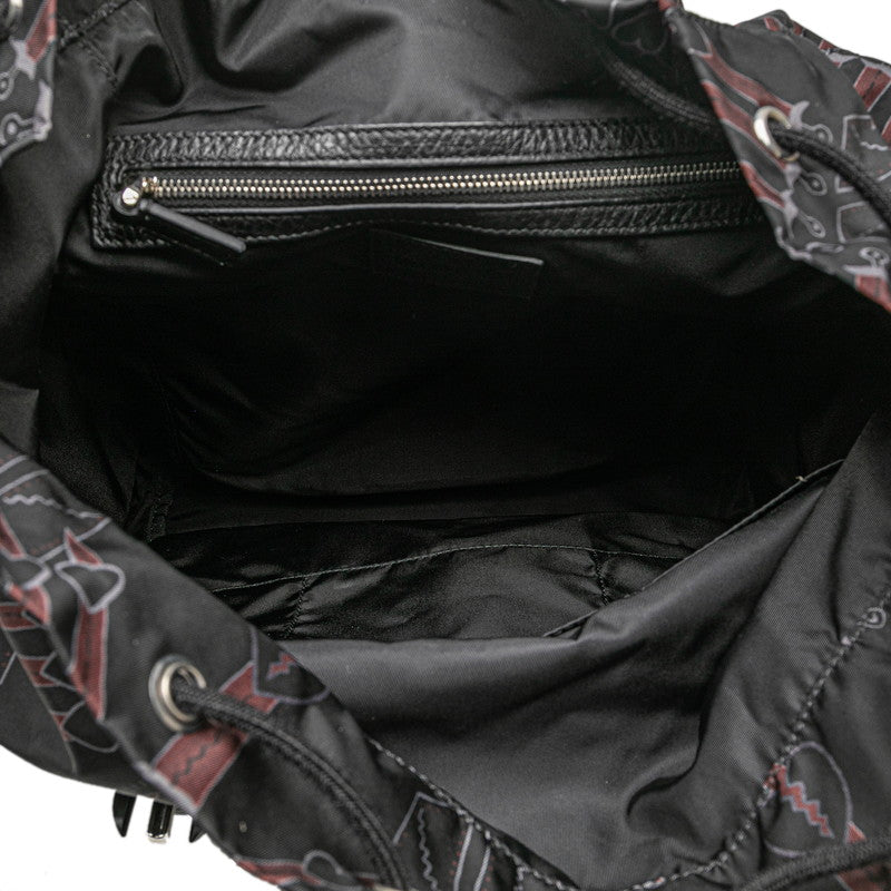 ヴァレンティノ ラブ ブレード リュック バックパック ブラック マルチカラー ナイロン レザー メンズ VALENTINO 【中古】