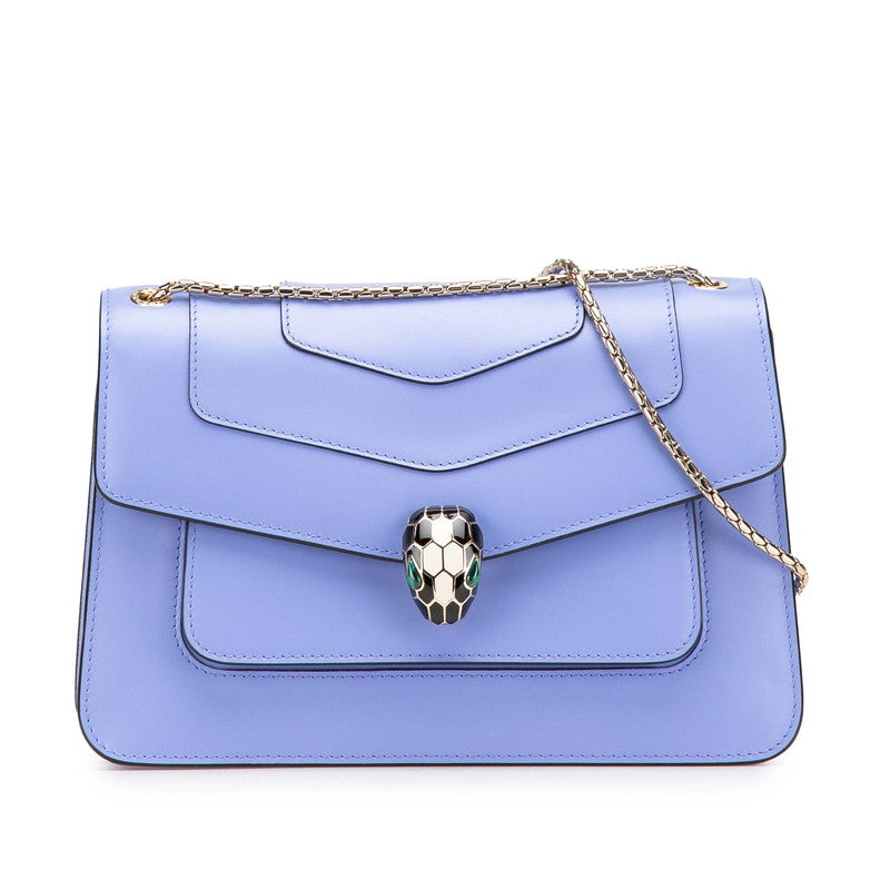 ブルガリ セルペンティ フォーエバー チェーン ショルダーバッグ ハンドバッグ ブルー レザー レディース BVLGARI 【中古】