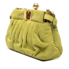 フェンディ ピーカブークリック チェーンショルダーバッグ 8BP118 グリーン スウェード レディース FENDI 【中古】
