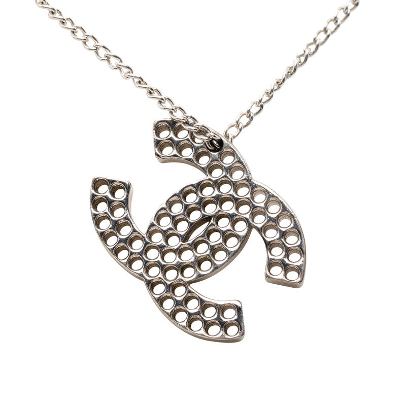 シャネル ココマーク パンチング チェーン ペンダント ネックレス 03P シルバー メタル レディース CHANEL 【中古】