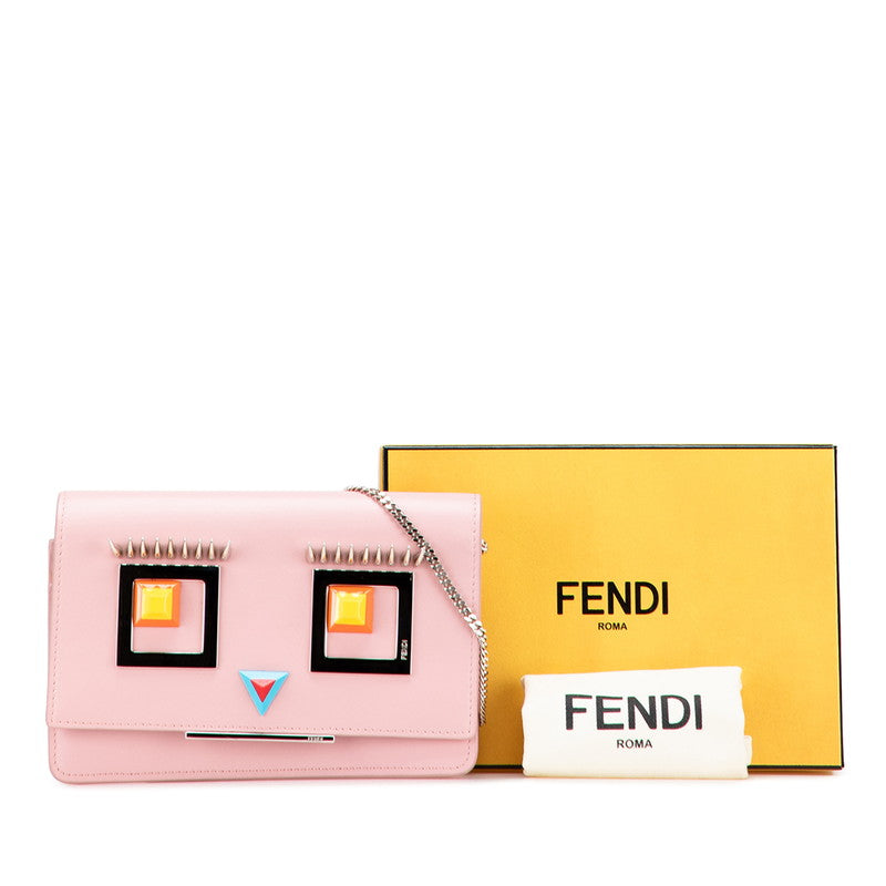 フェンディ ヒプノタイズ チェーン ショルダーバッグ ウォレットバッグ 8M0346 ピンク マルチカラー レザー レディース FENDI 【中古】