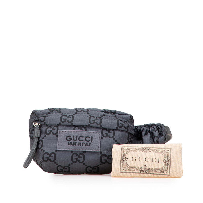 グッチ GGナイロン ウエストバッグ ボディバッグ 767934 グレー レザー エコナイロン メンズ GUCCI 【中古】