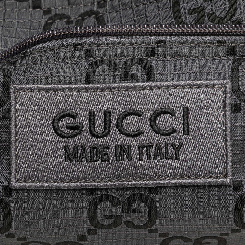グッチ GGナイロン ウエストバッグ ボディバッグ 767934 グレー レザー エコナイロン メンズ GUCCI 【中古】