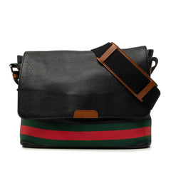 グッチ シェリーライン 斜め掛け ショルダーバッグ 281421 ブラック グリーン レッド レザー キャンバス レディース GUCCI 中古