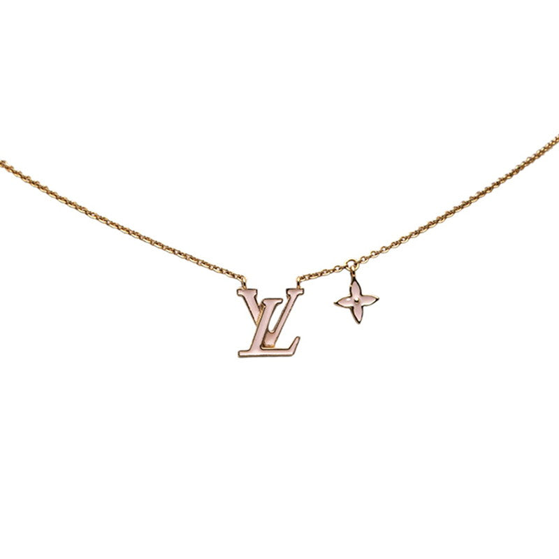 ルイ ヴィトン モノグラム フラワー コリエ LV アイコニック ネックレス M01215 ゴールド ピンク メッキ エナメル レディース LOUIS VUITTON 【中古】
