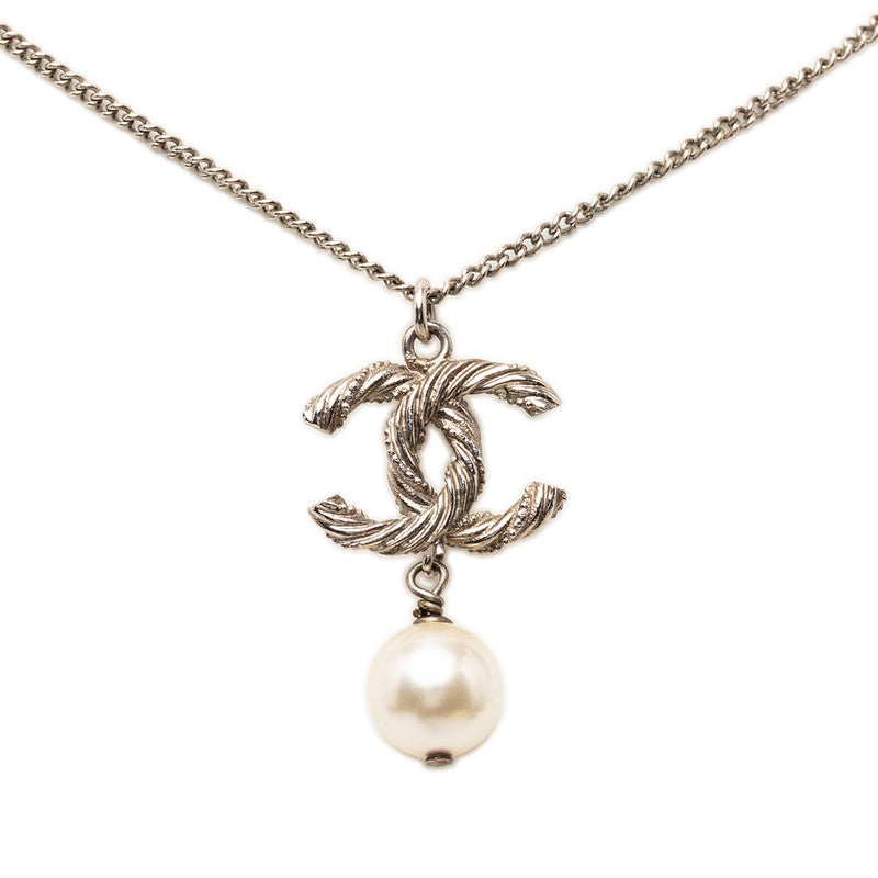 シャネル ココマーク ネックレス シルバー メタル フェイクパール レディース CHANEL 【中古】
