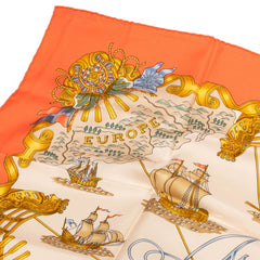 エルメス カレ90 VOILES DE LUMIERE 1572 光の帆船 スカーフ オレンジ ゴールド マルチカラー シルク レディース HERMES 【中古】