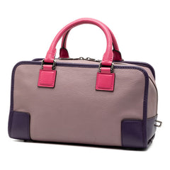 ロエベ アナグラム アマソナ28 ハンドバッグ パープル ピンク レザー レディース LOEWE 【中古】