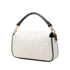 フェンディ バゲット ハンドバッグ ショルダーバッグ 2WAY 8BR600 ホワイト ブラック ピンク キャンバス レザー レディース FENDI 中古