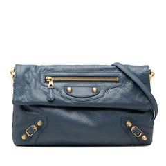 バレンシアガ ジャイアント エンベロープクラッチ 斜め掛け ショルダーバッグ 2WAY 327079 ブルー レザー レディース BALENCIAGA 【中古】