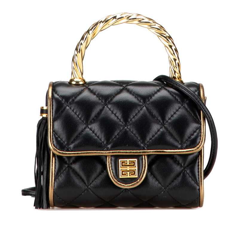 ジバンシー キルティング タッセル トップハンドル ショルダーバッグ 2WAY ブラック レザー レディース Givenchy 【中古】