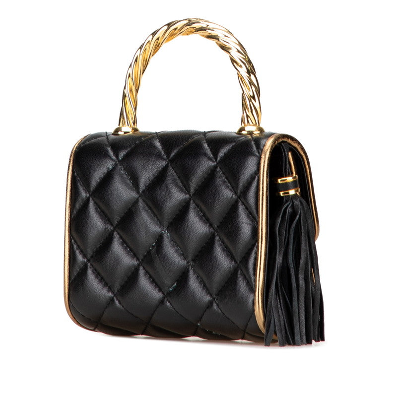 ジバンシー キルティング タッセル トップハンドル ショルダーバッグ 2WAY ブラック レザー レディース Givenchy 【中古】