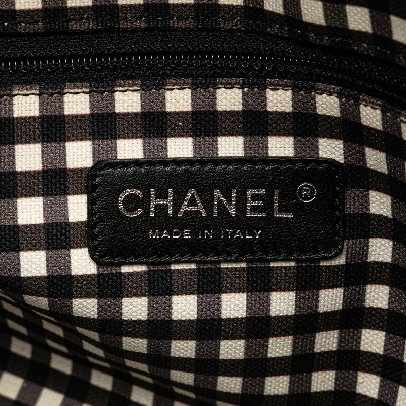 シャネル クルーズライン ギンガムチェック ココマーク ハンドバッグ ブラック ホワイト キャンバス レザー レディース CHANEL 【中古】