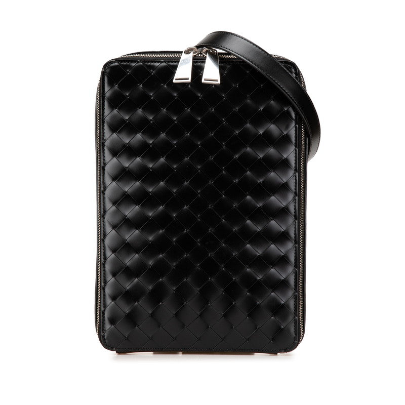ボッテガヴェネタ イントレチャート ショルダーバッグ ブラック レザー メンズ BOTTEGAVENETA 【中古】