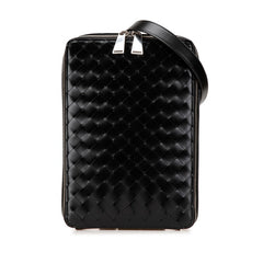 ボッテガヴェネタ イントレチャート ショルダーバッグ ブラック レザー メンズ BOTTEGAVENETA 【中古】