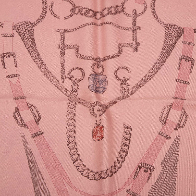 エルメス カレ90 PLANCHE D ETVDE 宝石 スカーフ ピンク シルク レディース HERMES 【中古】