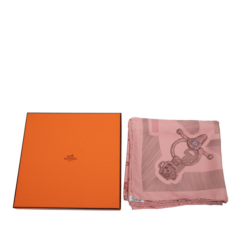エルメス カレ90 PLANCHE D ETVDE 宝石 スカーフ ピンク シルク レディース HERMES 【中古】